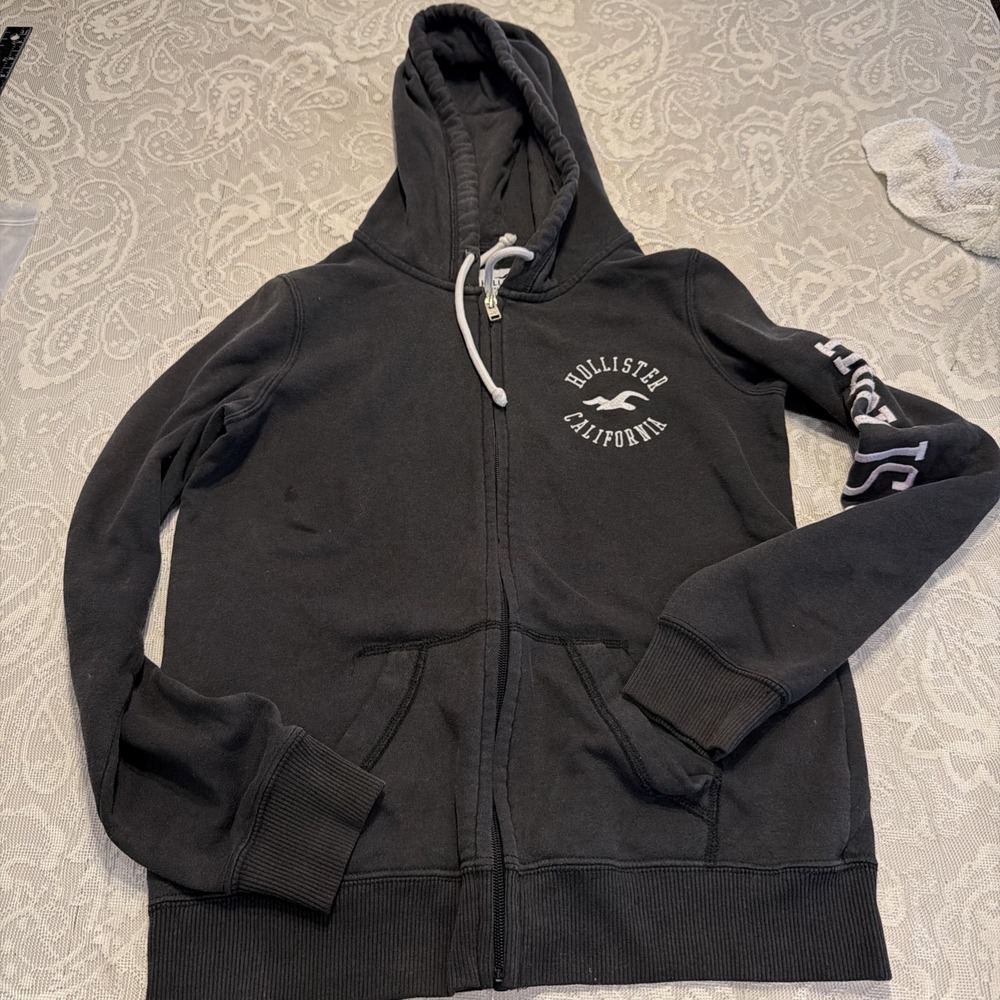 Y2K Hollister California Hoodie XS CHARCOAL GRAY SKATER GRUNGE STREETWEAR SURFER - Picture 1 of 7